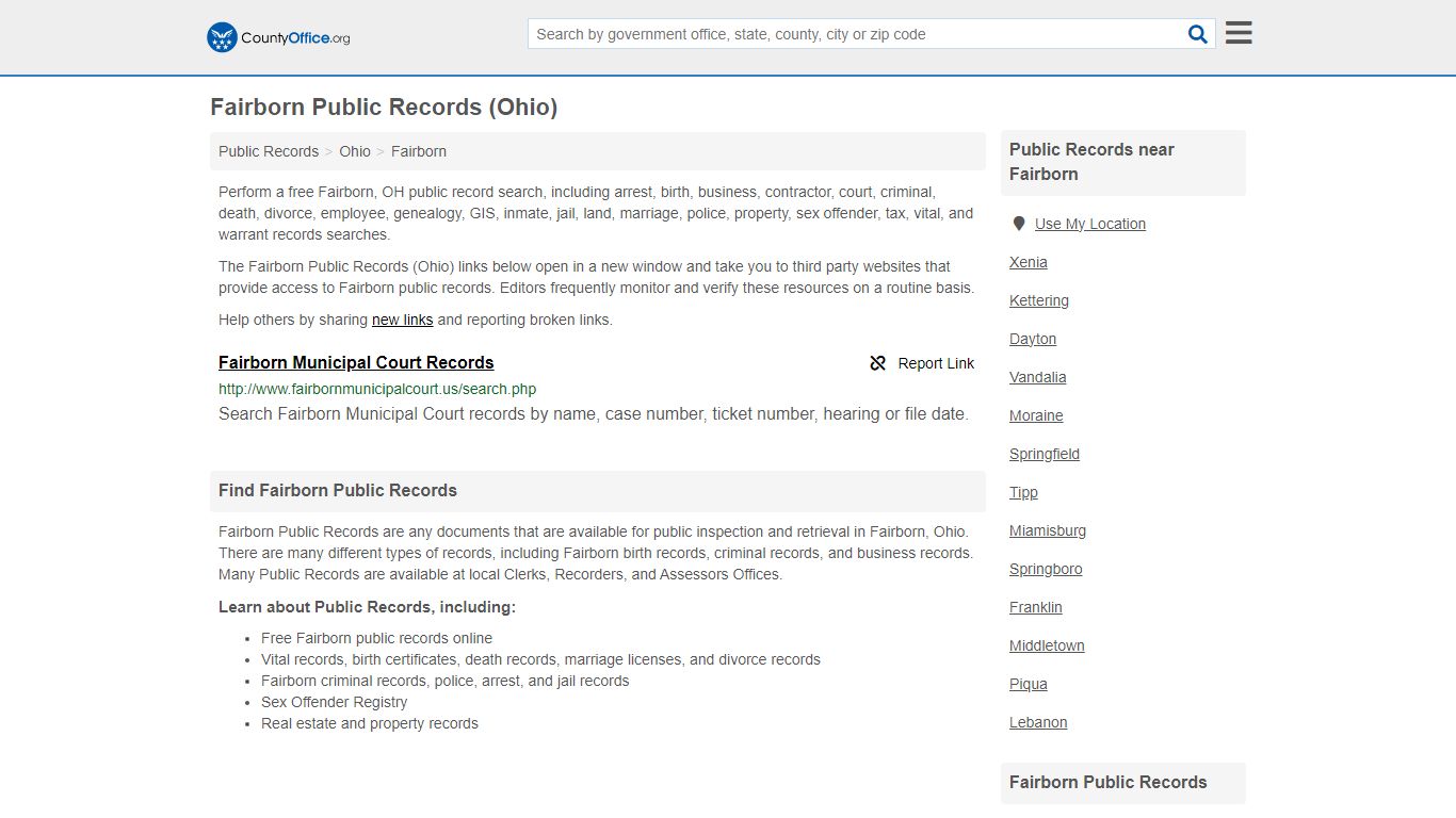 Public Records - Fairborn, OH (Business, Criminal, GIS, Property ...