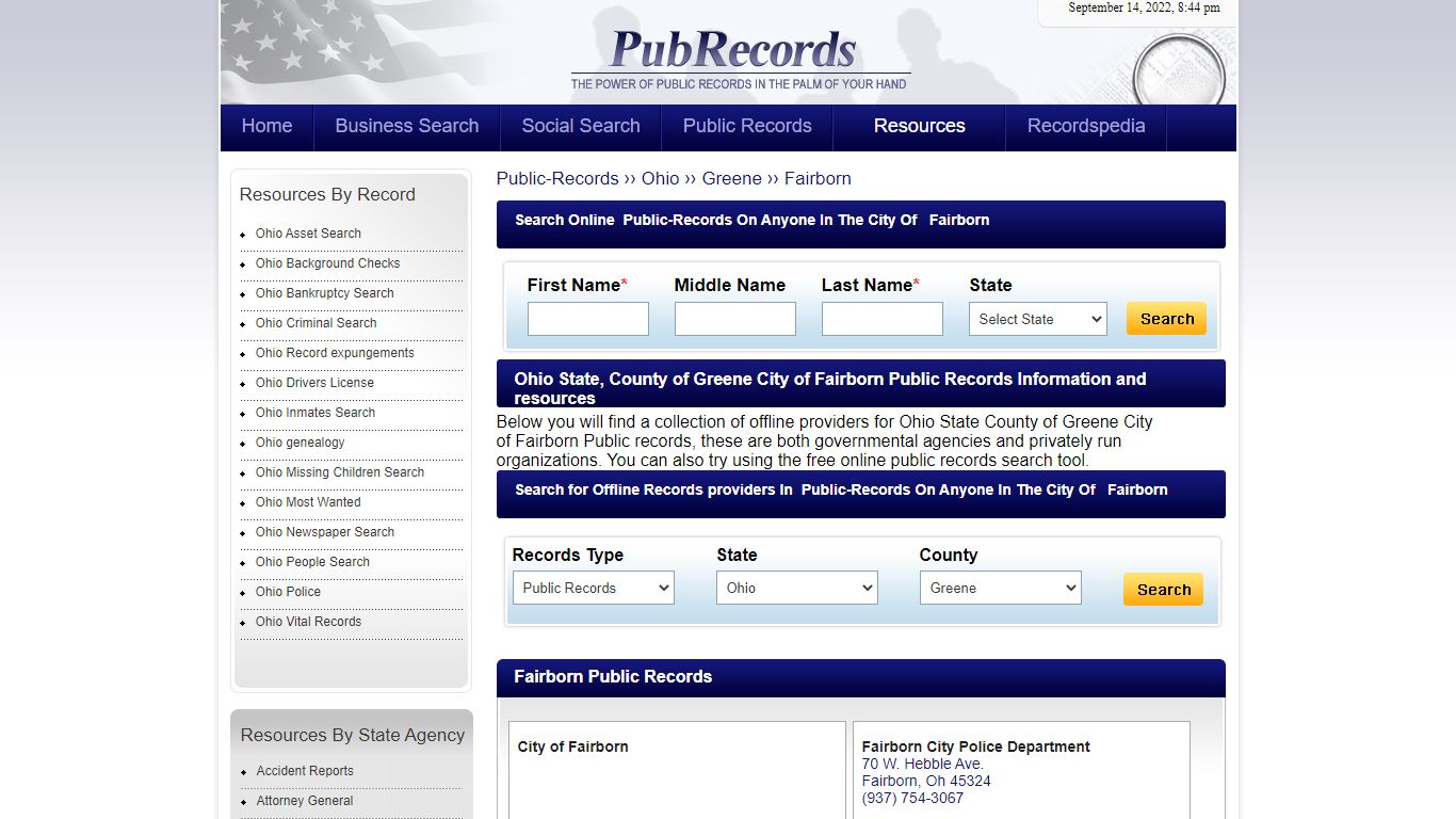 Fairborn, Greene County, Ohio Public Records